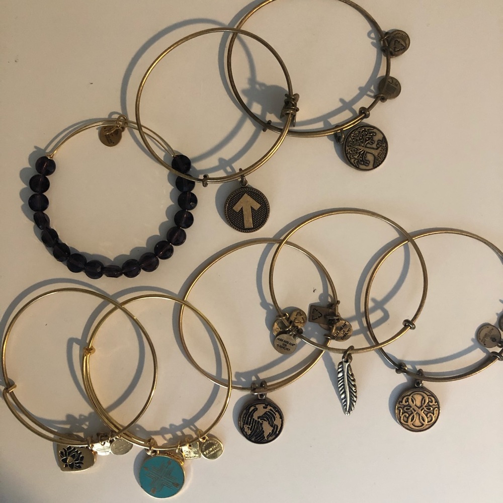 8 gold ALEX AND ANI bracelets - gently used